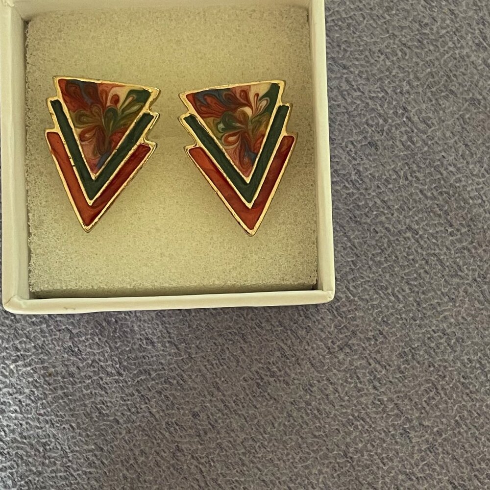 Multi-Color Gold Plated Earrings - Brand New